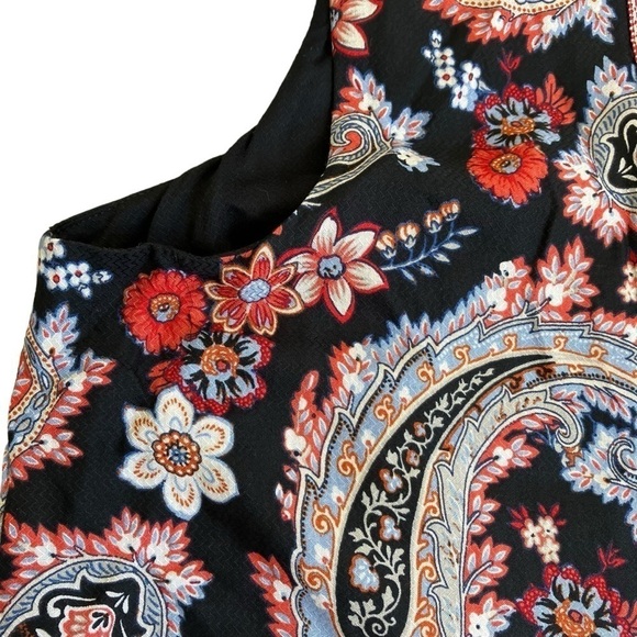 J.Jill Boho Sleeveless Floral Paisley Tunic Top Flyaway Back Red Black Sz SP - Picture 16 of 16
